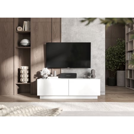 Szafka RTV Komoda Loft Industrialna stojąca / wisząca Biały MAT 120 cm