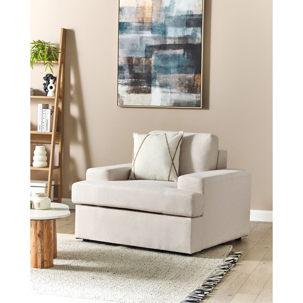 Fotel tapicerowany jasnobeżowy ALLA