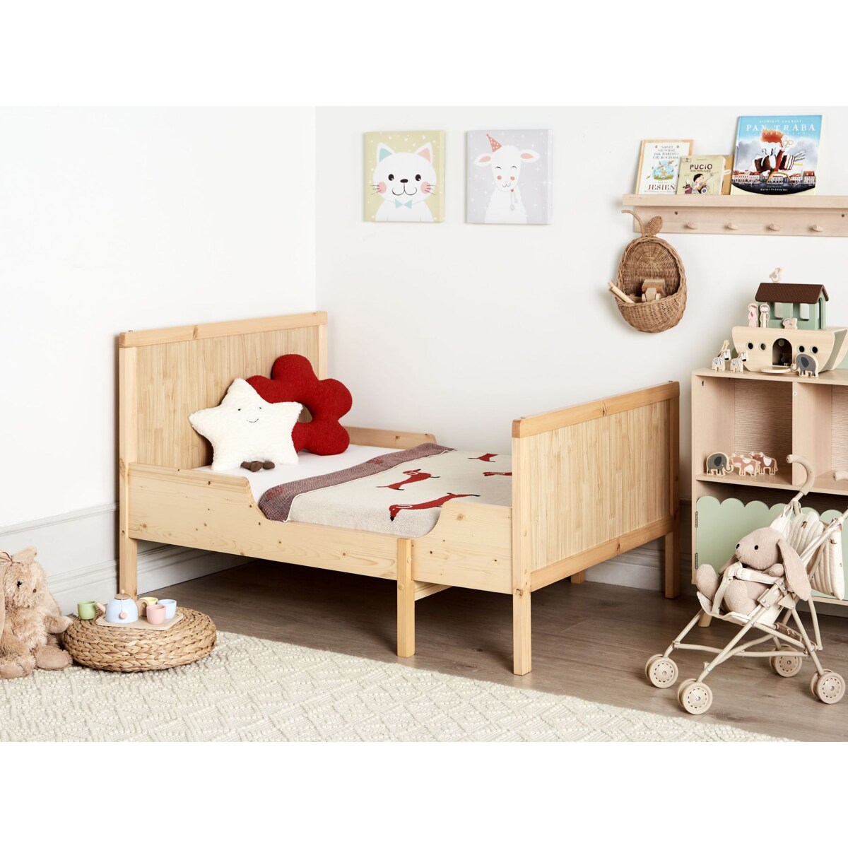 Rozsuwane łóżko dziecięce Drewno sosnowe MONTIGNY 90 x 200 cm Jasne drewno