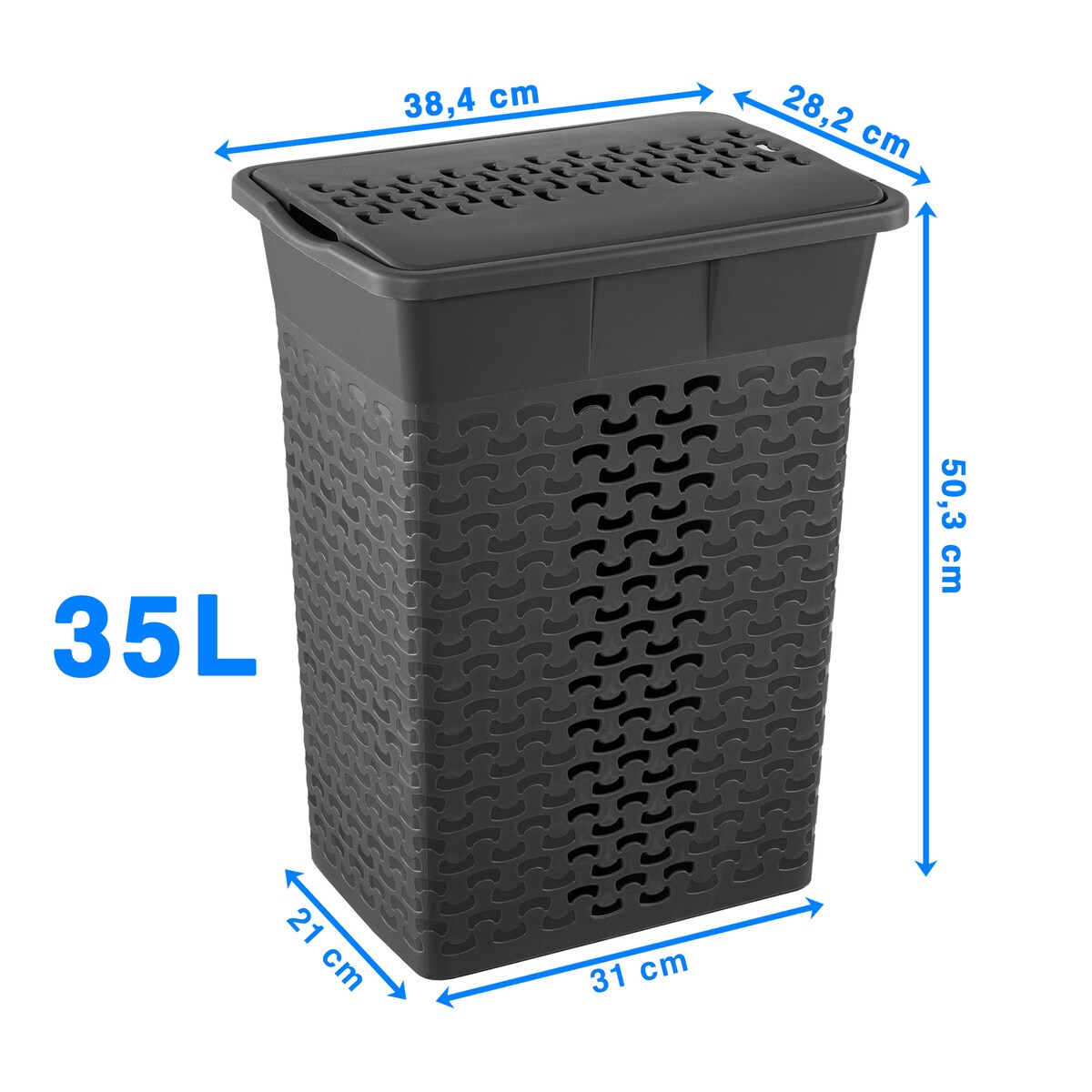 Kosz Na Pranie Bieliznę Wolnostojący Łazienkowy 35 L Szary Melanż