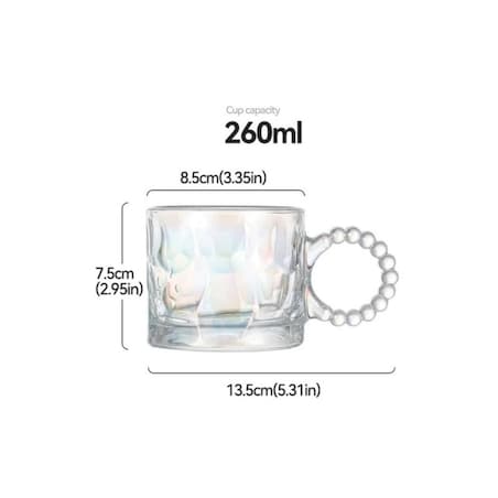 Szklanka opalizująca kokardka z uchem do kawy, drinków 1szt 260ml SZK80