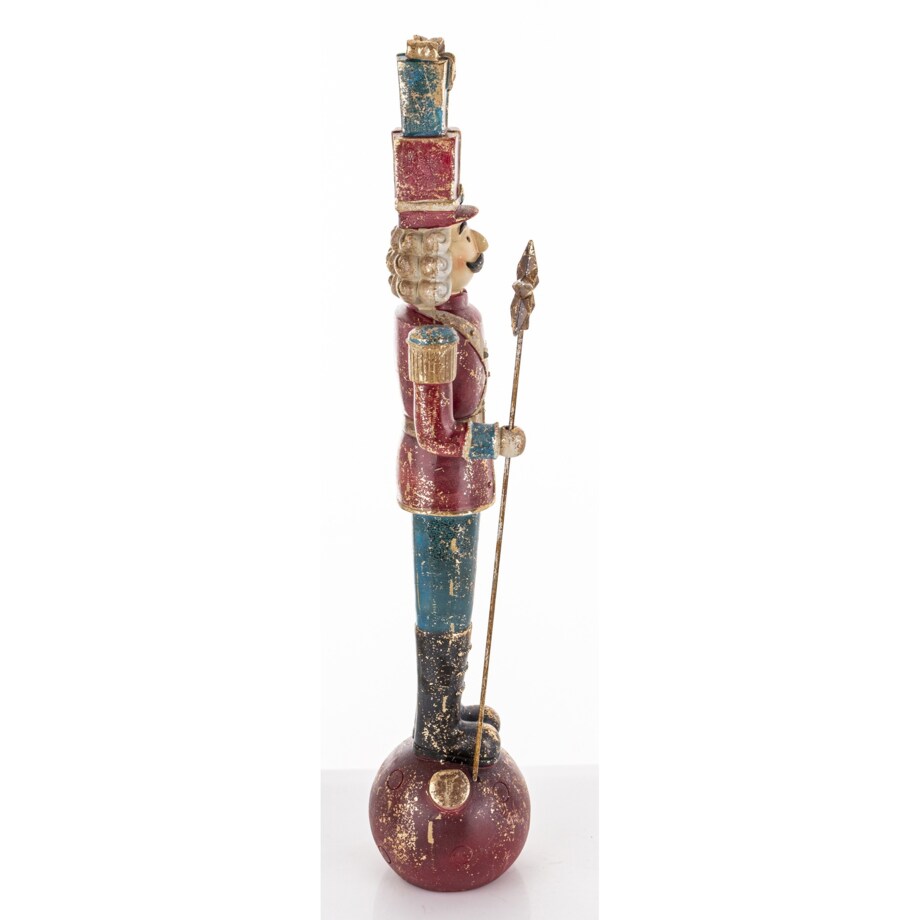 Figurka - Dziadek do orzechów LED 64x16x13 cm z pudełkami i gwiazdą
