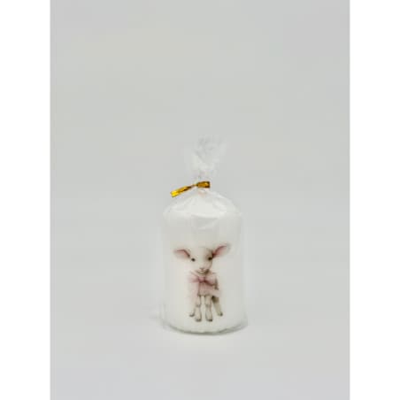 Świeca wielkanocna z barankiem – ozdobna dekoracja świąteczna