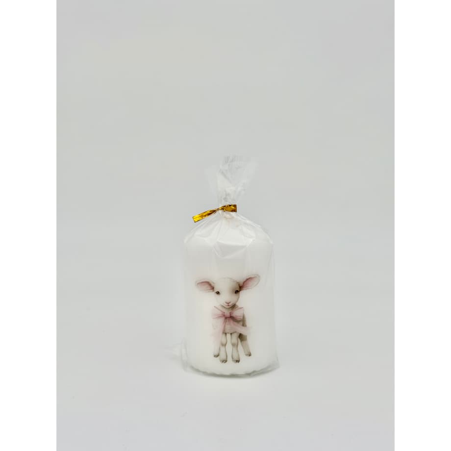 Świeca wielkanocna z barankiem – ozdobna dekoracja świąteczna