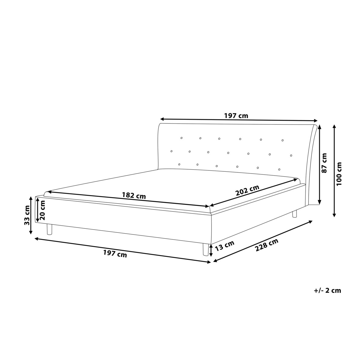 Łóżko tapicerowane 180 x 200 jasnoszare SAVERNE