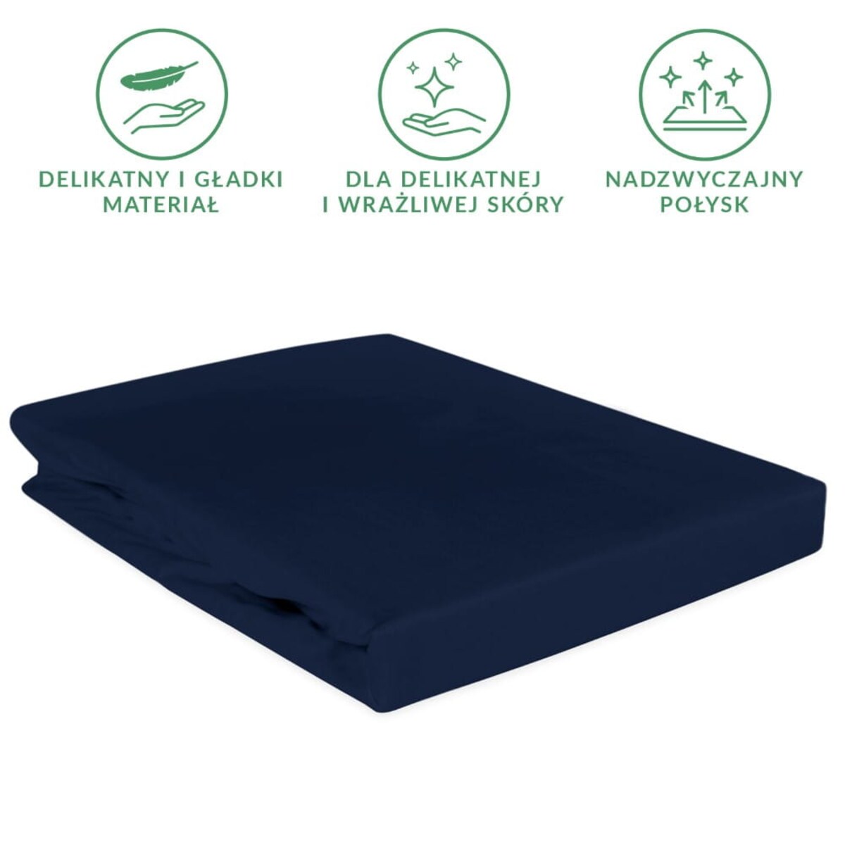 Prześcieradło satynowe z gumką 90x200 kolor ciemny granat