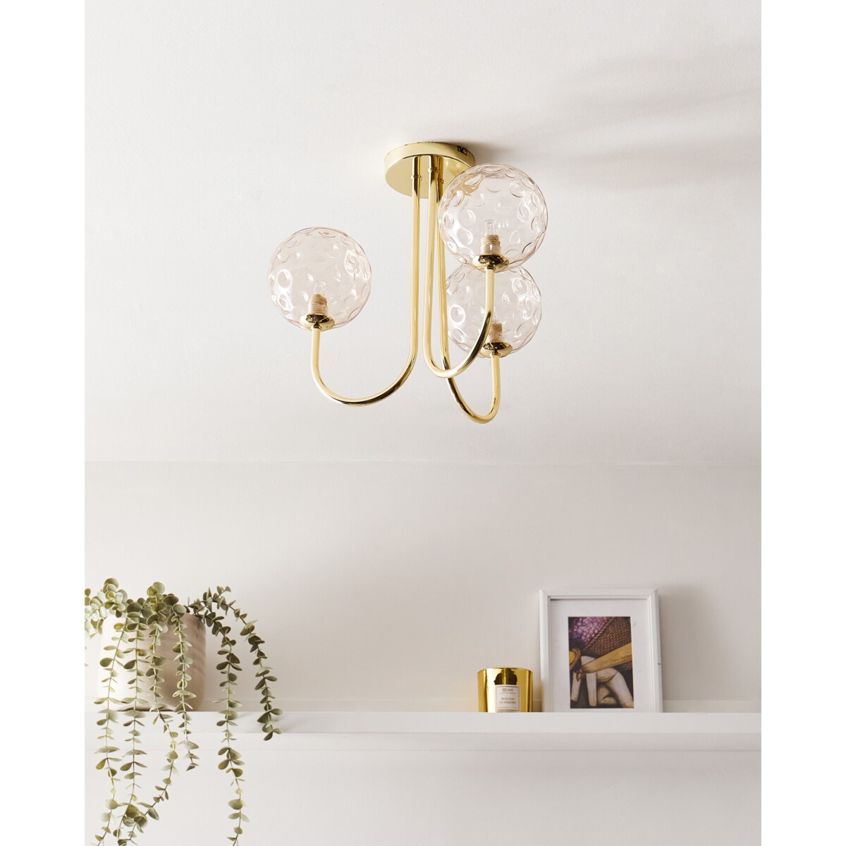 Lampa 3-punktowa szklana beżowa ANADYR