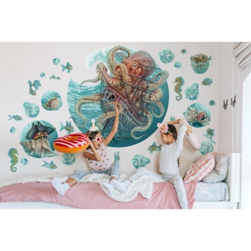 Zestaw naklejek na ścianę, Świat ośmiornicy, 60cm