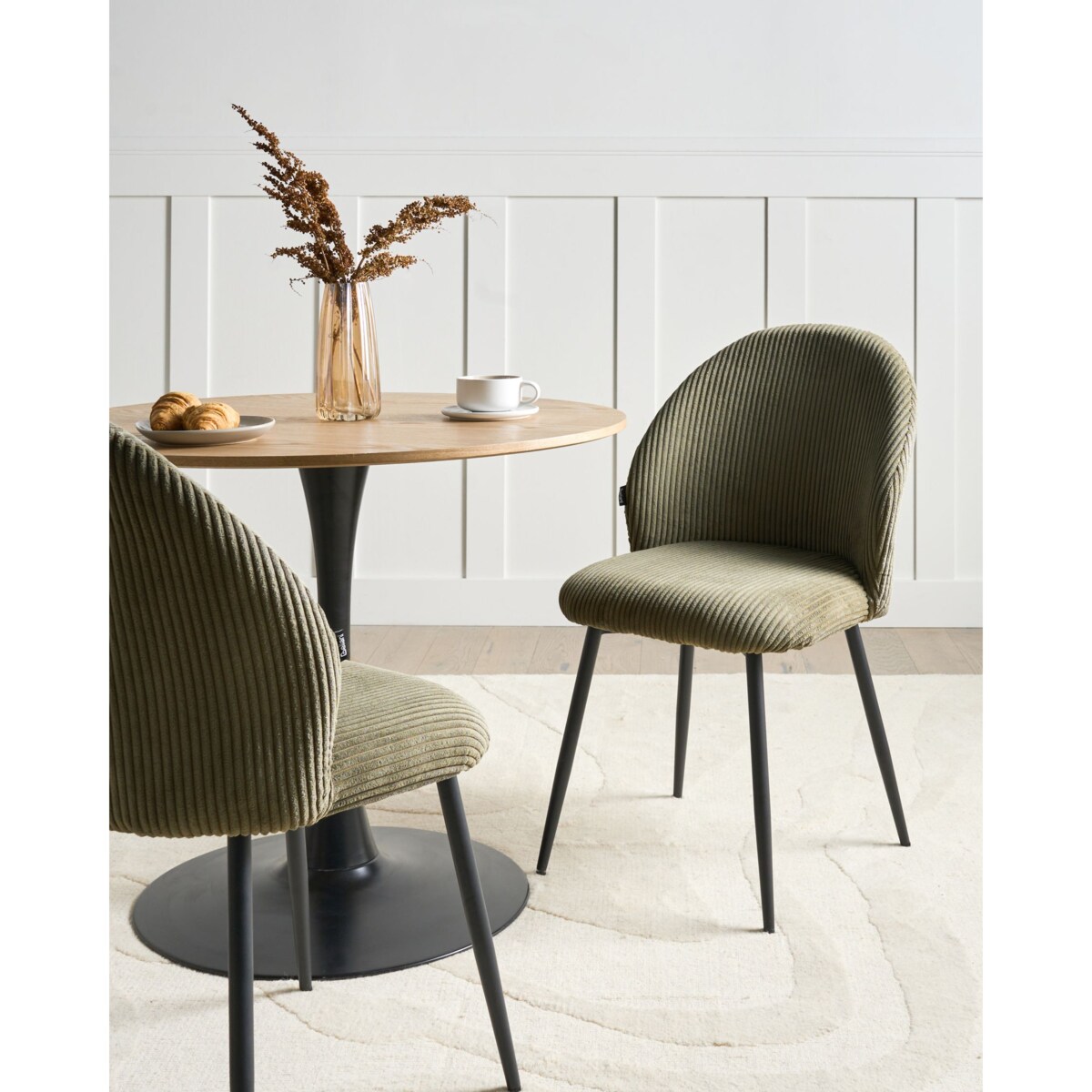 Zestaw 2 krzeseł do jadalni ELOY Sztruks Ciemnozielony