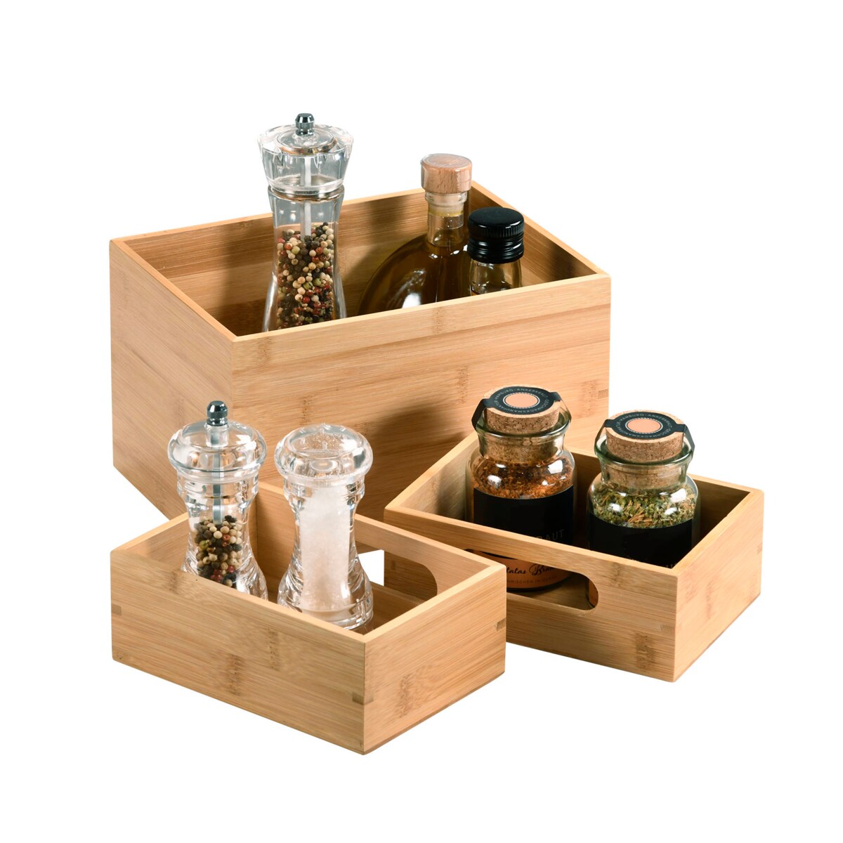 Zestaw trzech pudełek do przechowywania, bambus, Kesper