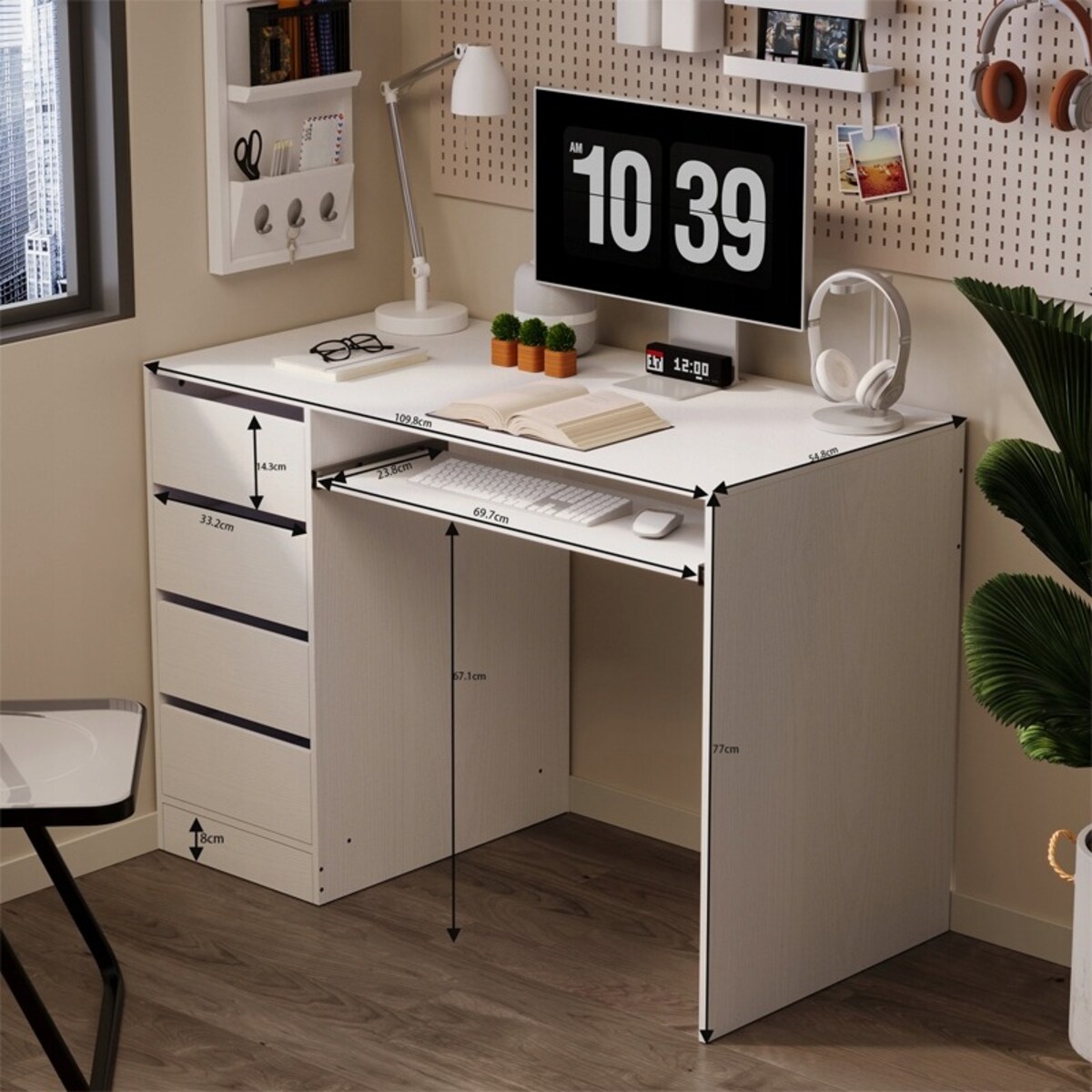 Biurko komputerowe stolik białe młodzieżowe nowoczesne z szufladami półką