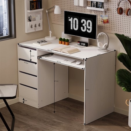 Biurko komputerowe stolik białe młodzieżowe nowoczesne z szufladami półką