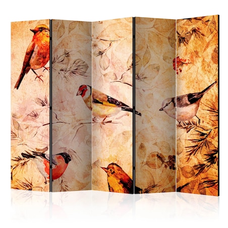 Parawan jednostronny Zwierzęta 225x172 cm 5-częściowy beżowy