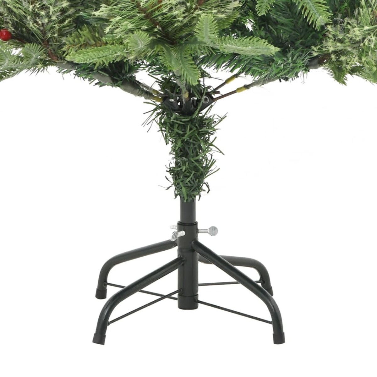vidaXL Sztuczna choinka z lampkami i szyszkami, zielona 120 cm, PVC/PE