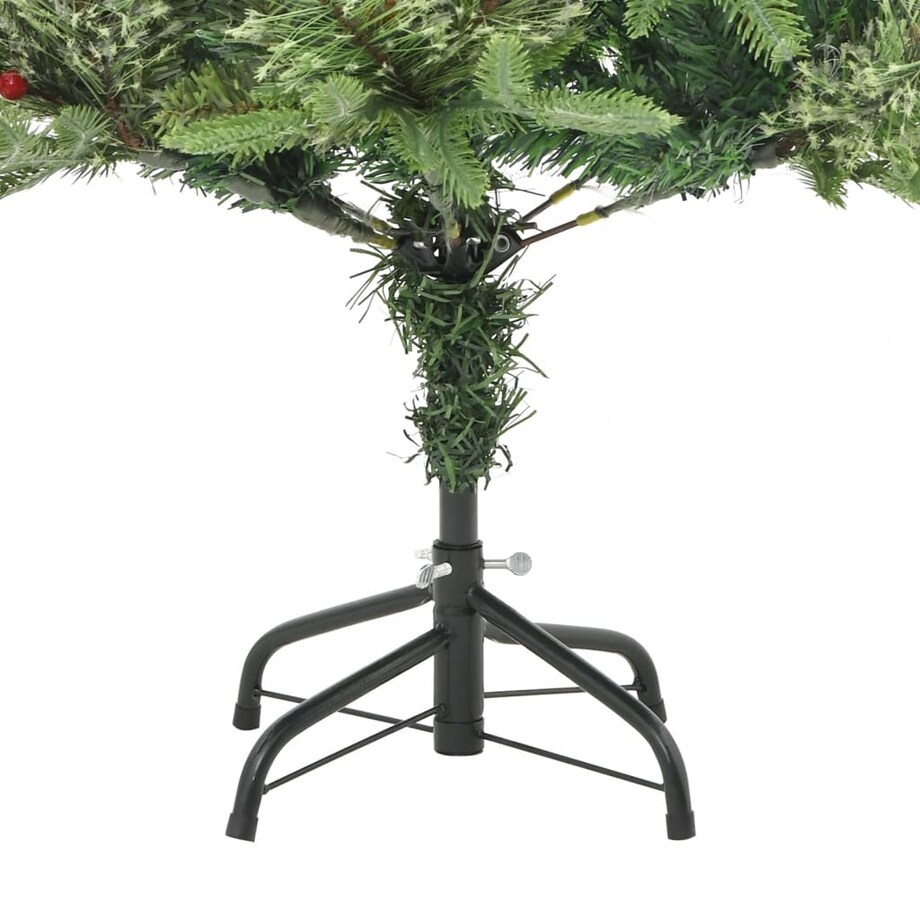 vidaXL Sztuczna choinka z lampkami i szyszkami, zielona 120 cm, PVC/PE