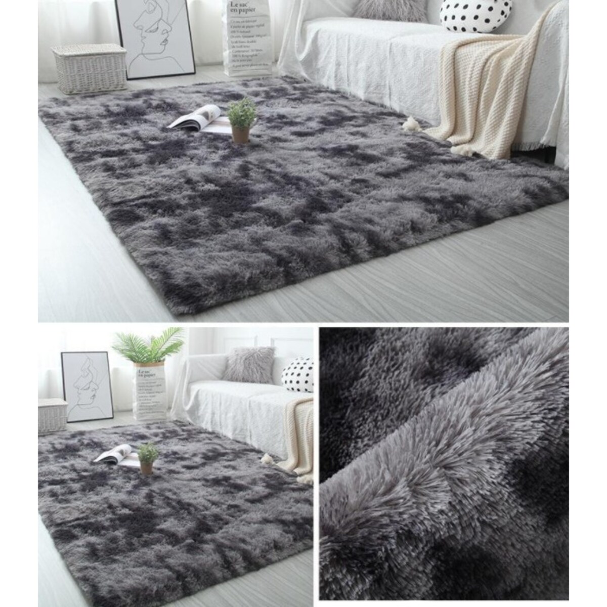 Dywan shaggy pluszowy mięciutki 80x150 cm futrzany ciemny szary