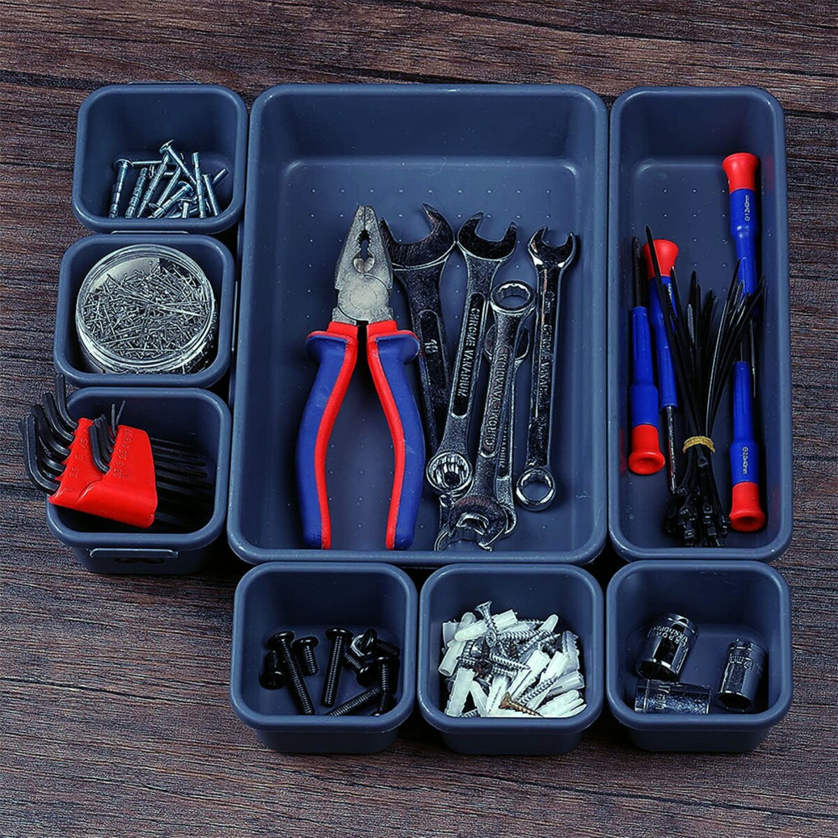 Wkład Do Szuflady Organizer Na Akcesoria Biurowy 8 Elementów Zestaw