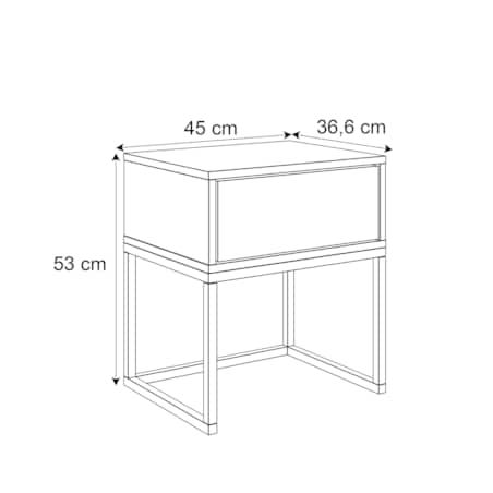 Stolik nocny BLANCO GLAMOUR 45x53x36,6 cm biały high gloss na chromowanym stelażu