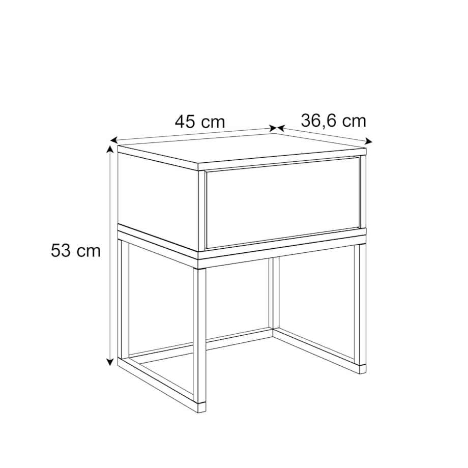 Stolik nocny BLANCO GLAMOUR 45x53x36,6 cm biały high gloss na chromowanym stelażu