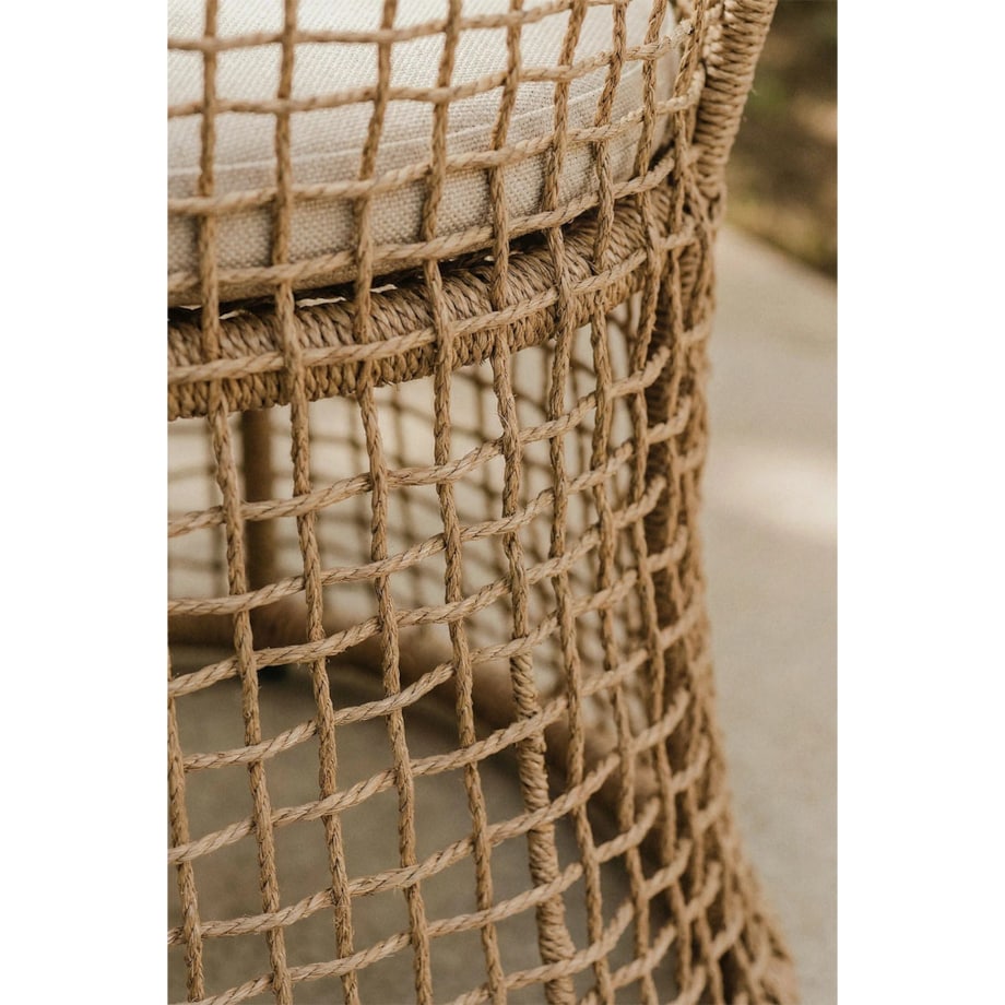 Krzesło ogrodowe z podłokietnikami ze stali i syntetycznego rattanu Liparian