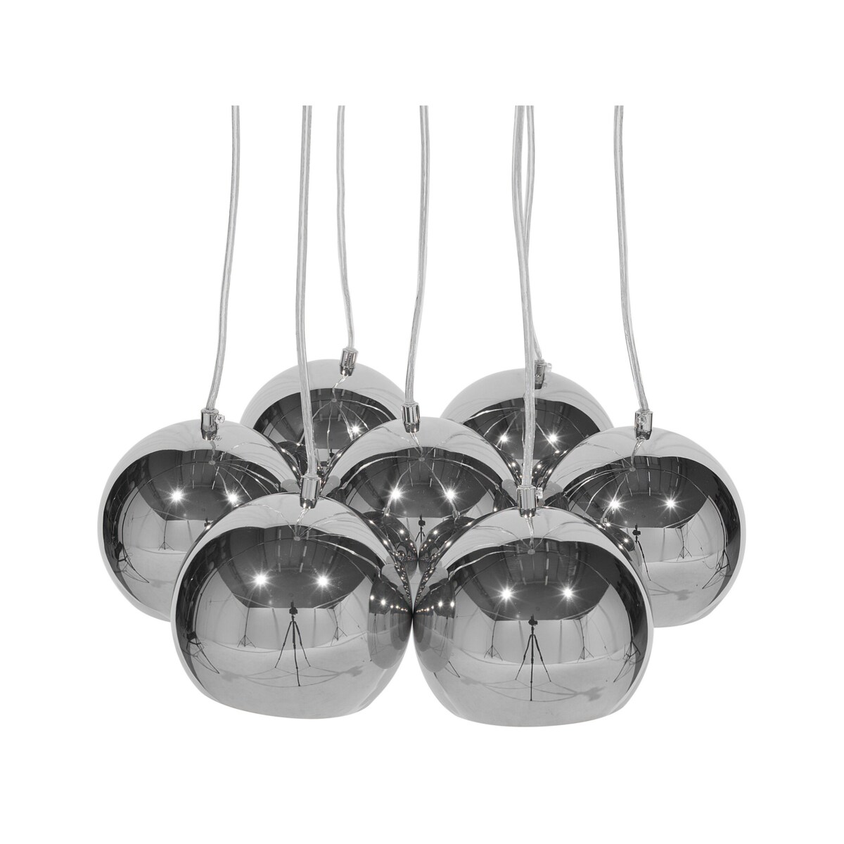 Lampa wisząca 7 kloszy metalowa srebrna OLZA