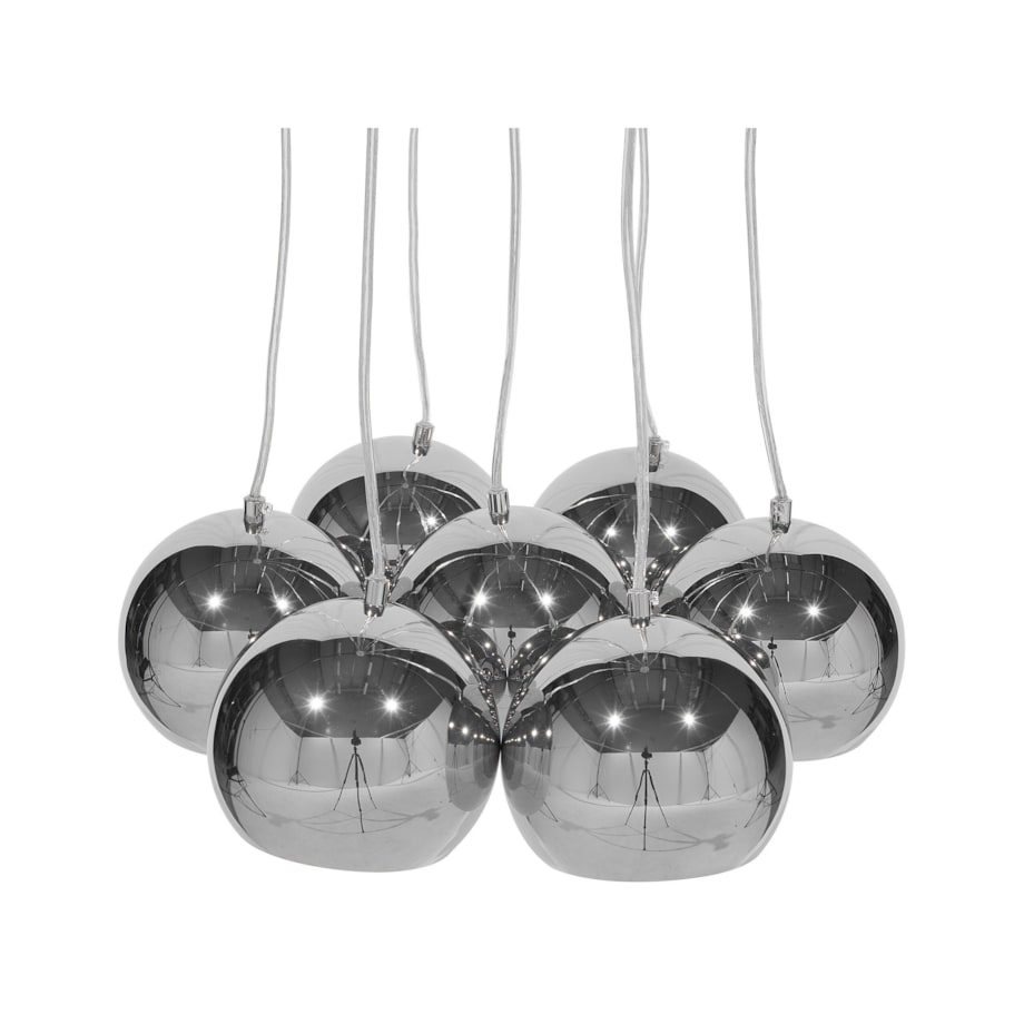 Lampa wisząca 7 kloszy metalowa srebrna OLZA