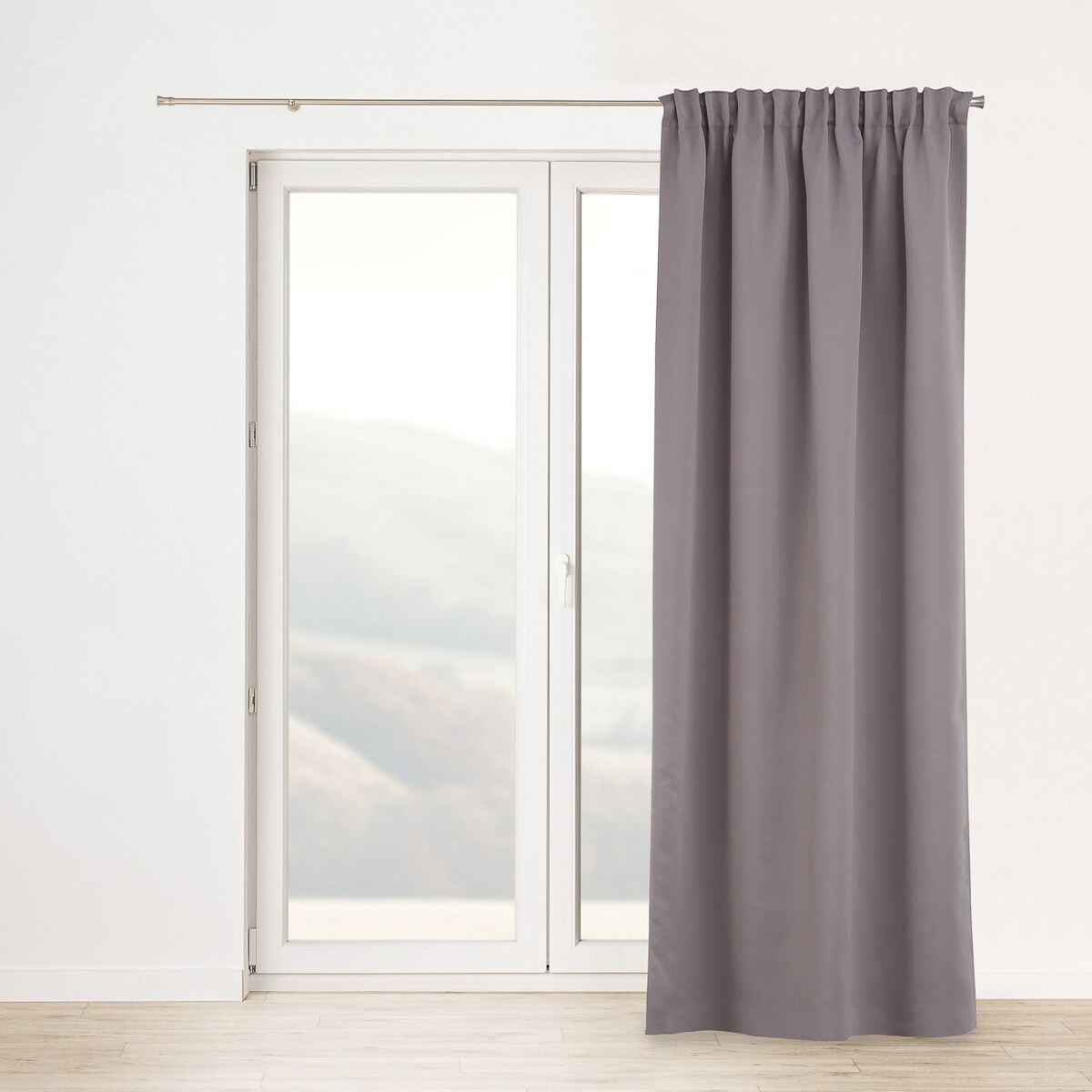 Zasłona zaciemniająca na taśmie marszczącej ciepły szary 140 x 280cm 1 szt. 140x280 szary