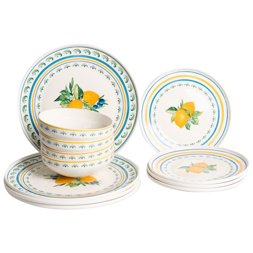 Zastawa stołowa 12-częściowa TARRAGON Porcelana Biały/ zielony