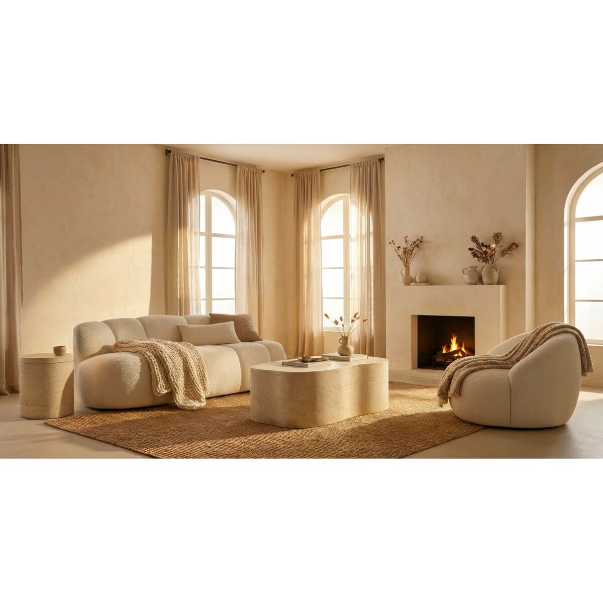 Sofa Ball, kolor biały, poliester i sklejka, 145 x 80 x 69 cm, do salonu, Mauro Ferretti