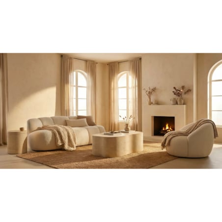 Sofa Ball, kolor biały, poliester i sklejka, 145 x 80 x 69 cm, do salonu, Mauro Ferretti