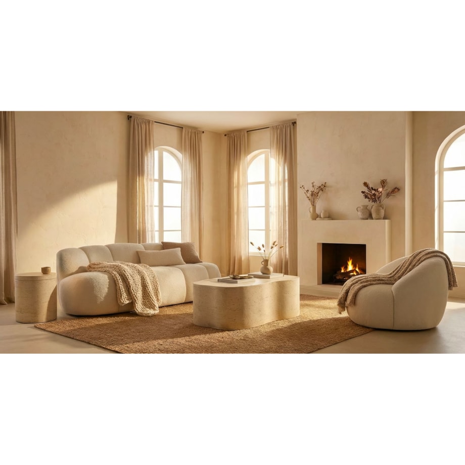 Sofa Ball, kolor biały, poliester i sklejka, 145 x 80 x 69 cm, do salonu, Mauro Ferretti