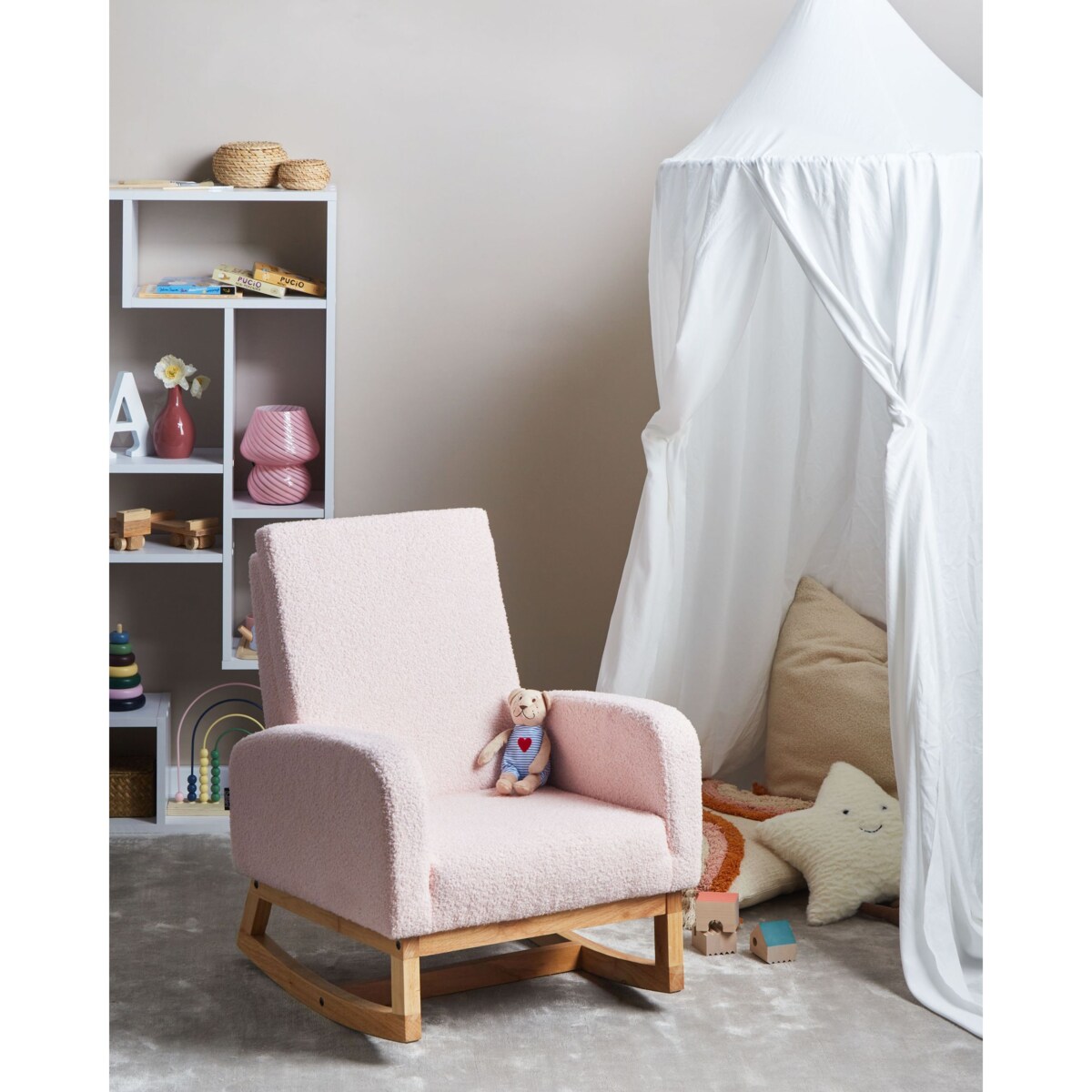 Bujak na biegunach NORBY Boucle Pastelowy róż