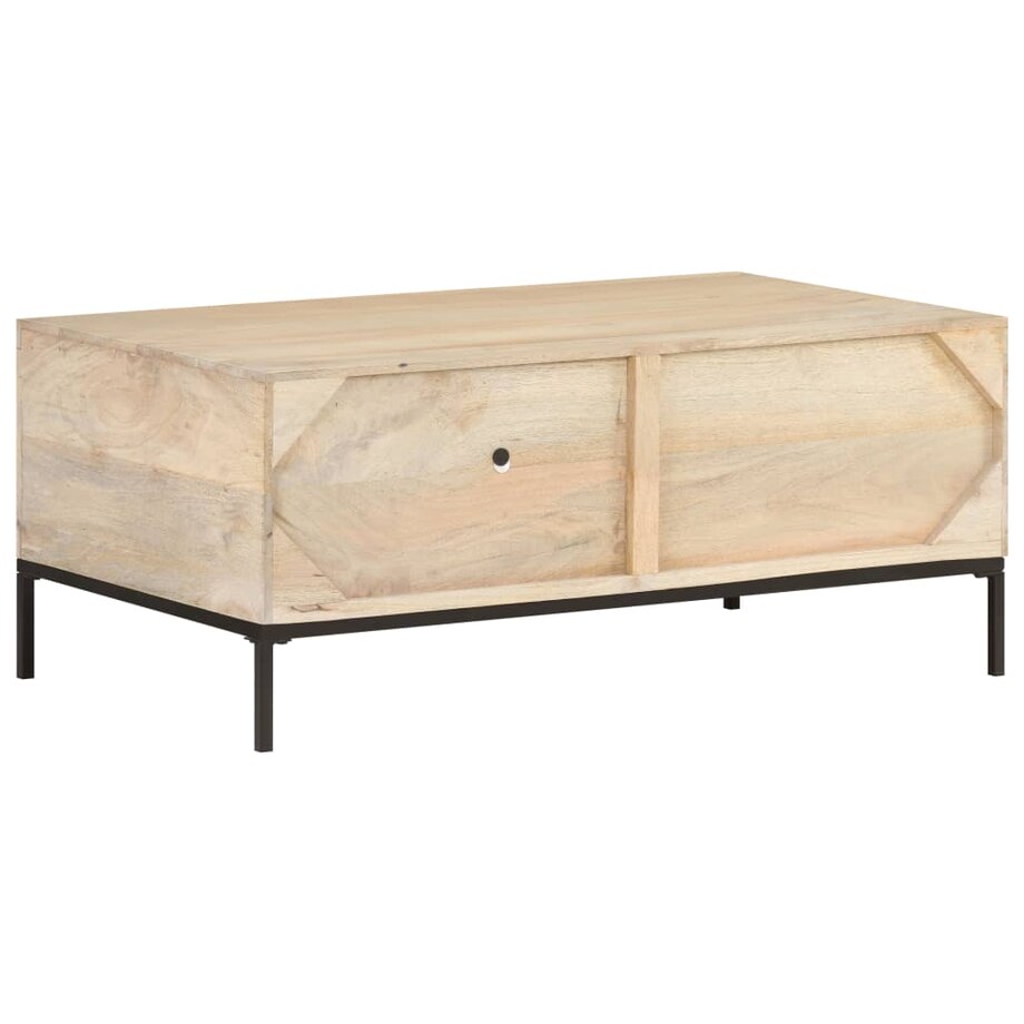 vidaXL Stolik kawowy, 90x50x37 cm, drewno mango i naturalna trzcina