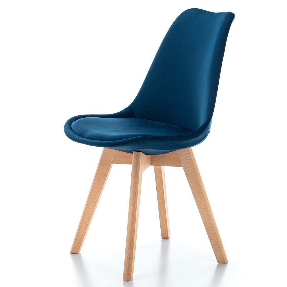 Krzesło skandynawskie z poduszką welurowe DUBLIN granatowe