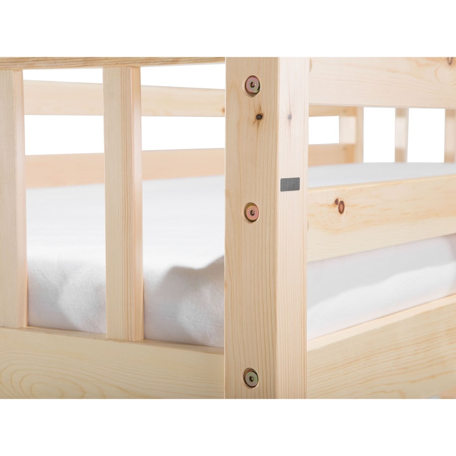 Łóżko piętrowe drewniane 90 x 200 cm jasne REVIN