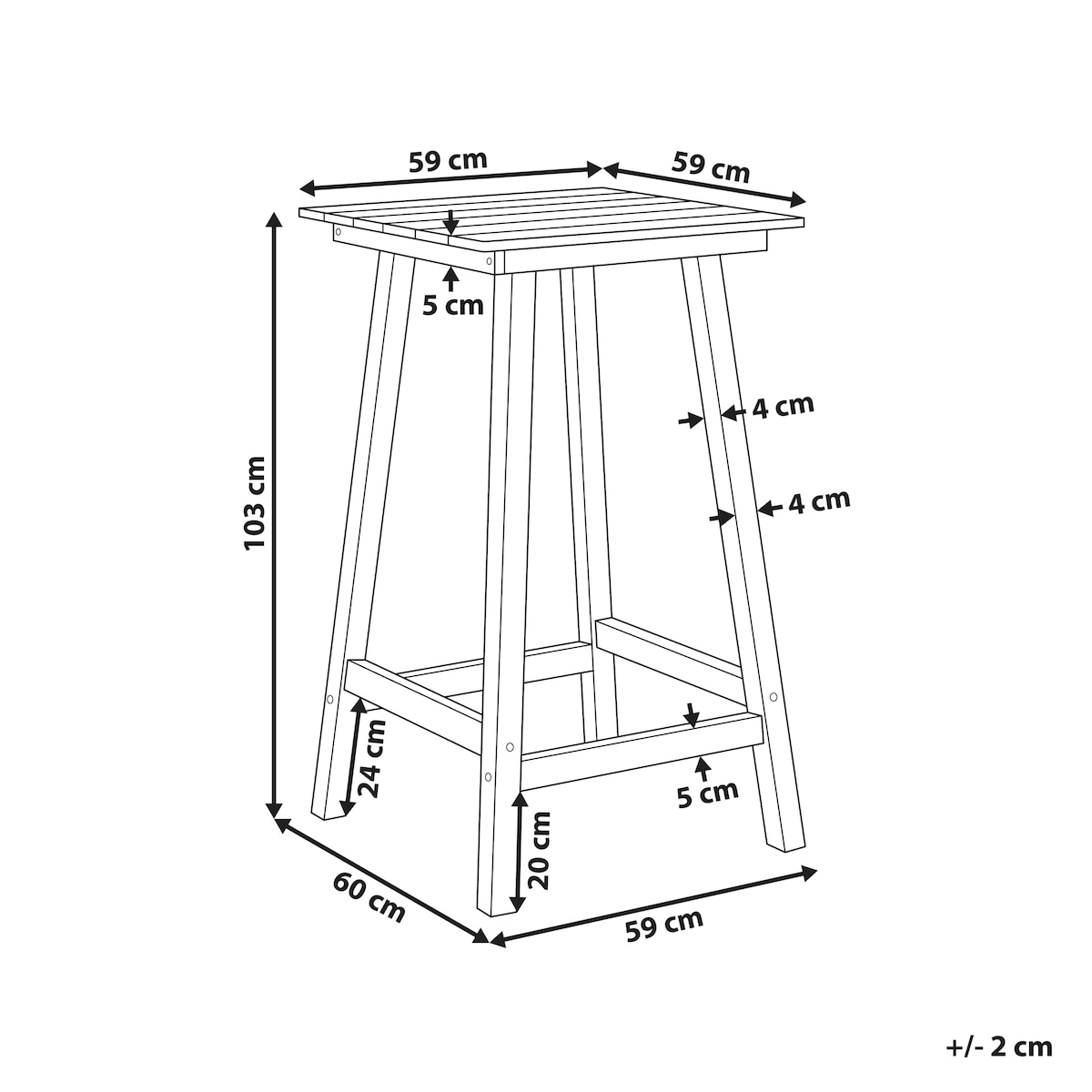 Stolik ogrodowy barowy ADIRONDACK 60 cm 59 cm Materiał syntetyczny Niebieski