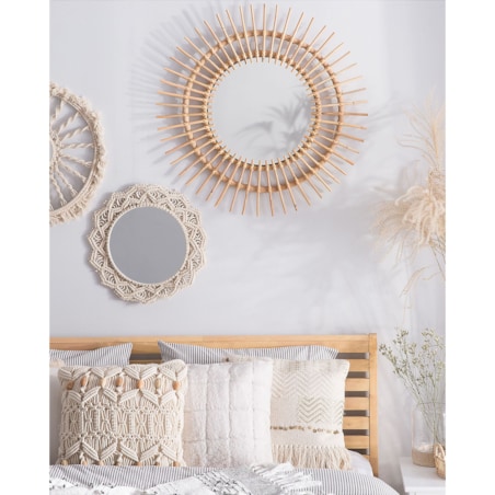Rattanowe lustro ścienne słońce ø 76 cm naturalne STENEN
