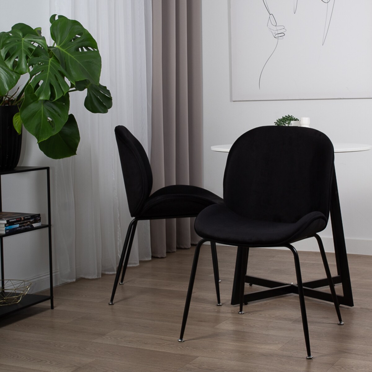 Krzesło tapicerowane welurowe do salonu jadalni czarne