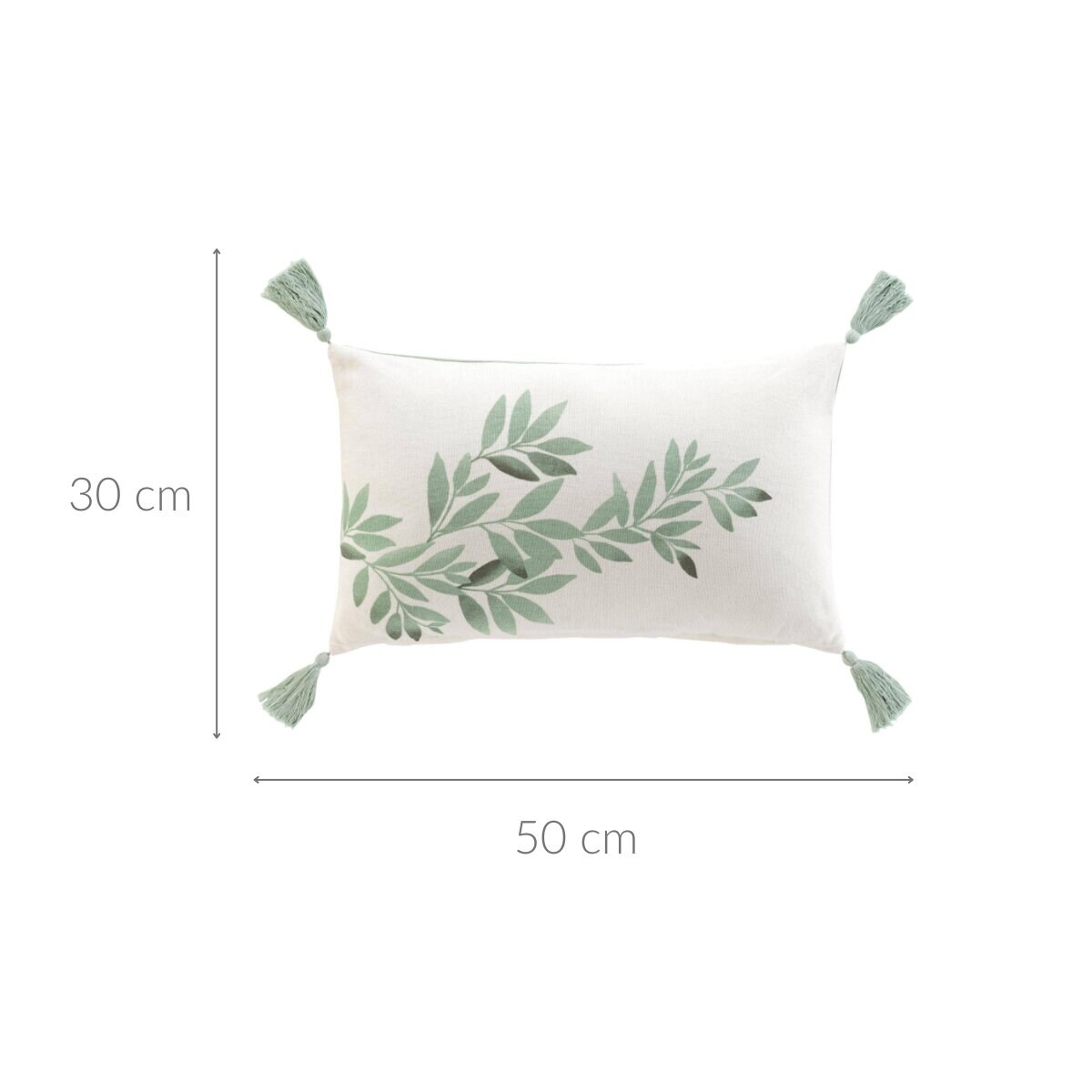 Ozdobna poduszka z frędzlami i wzorem liści, 30 x 50 cm