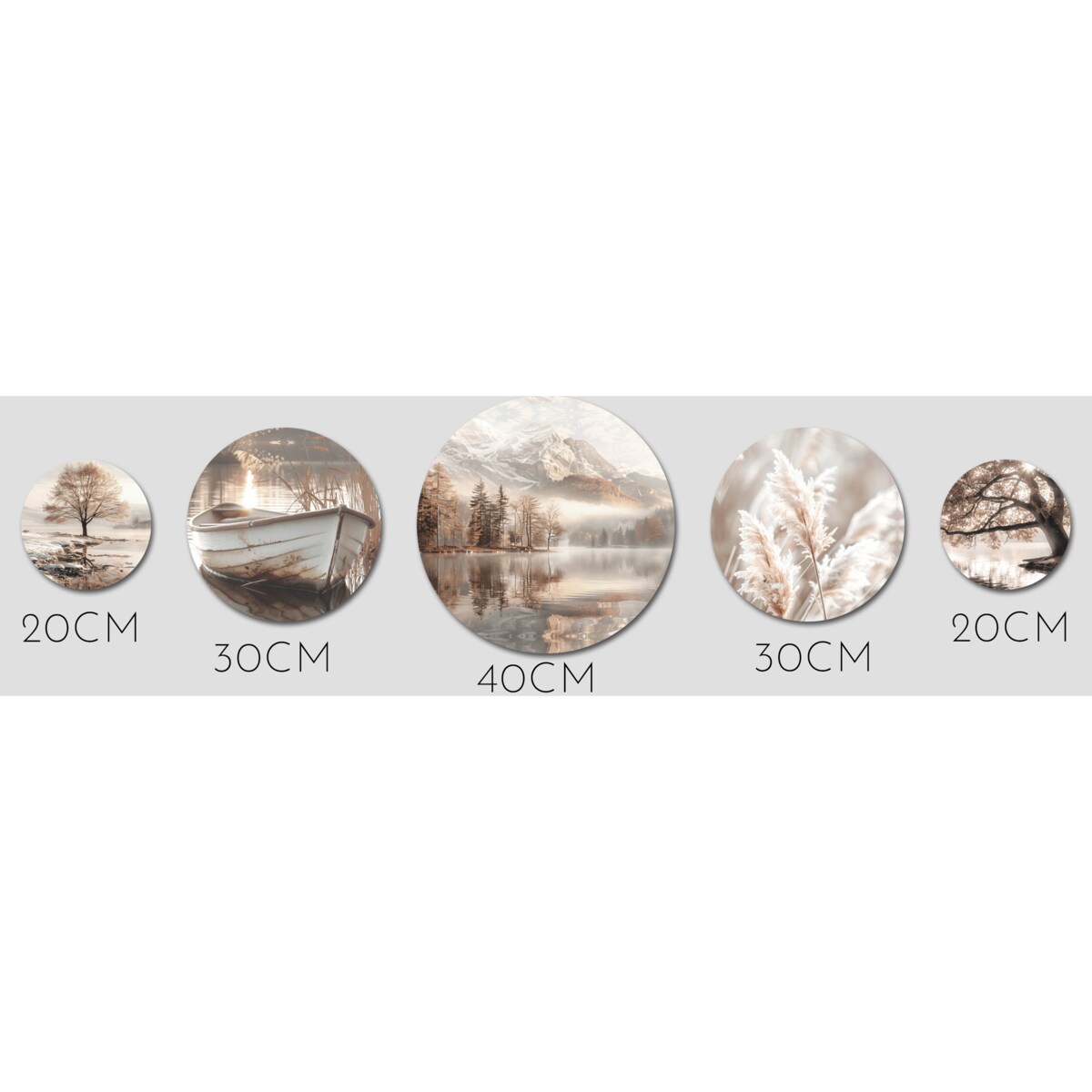 Obrazy Okrągłe na ścianę Beżowy Zestaw do pokoju salonu sypialni Boho