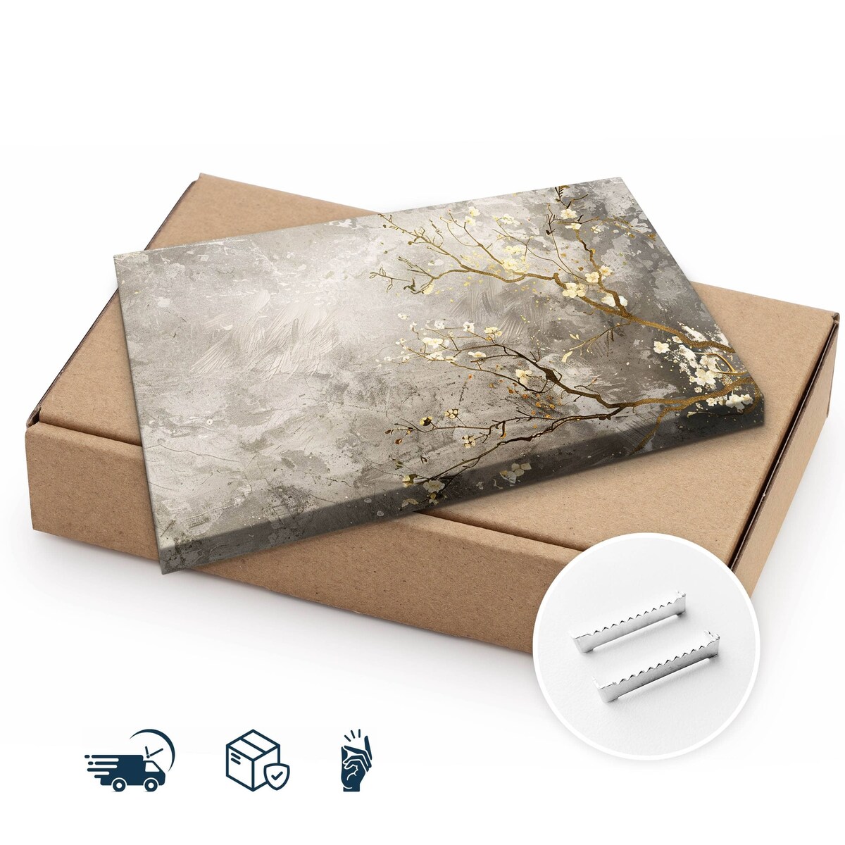 Obraz Do Salonu Sypialni Beton Abstrakcja Kwiaty Rośliny Natura 70x50cm