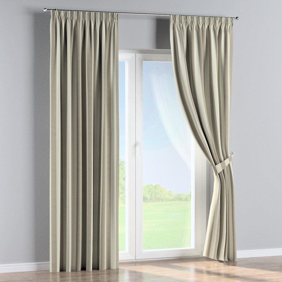 Zasłona na taśmie marszczącej 1 szt. 130x260 beżowo-białe pionowe pasy (5,5cm)