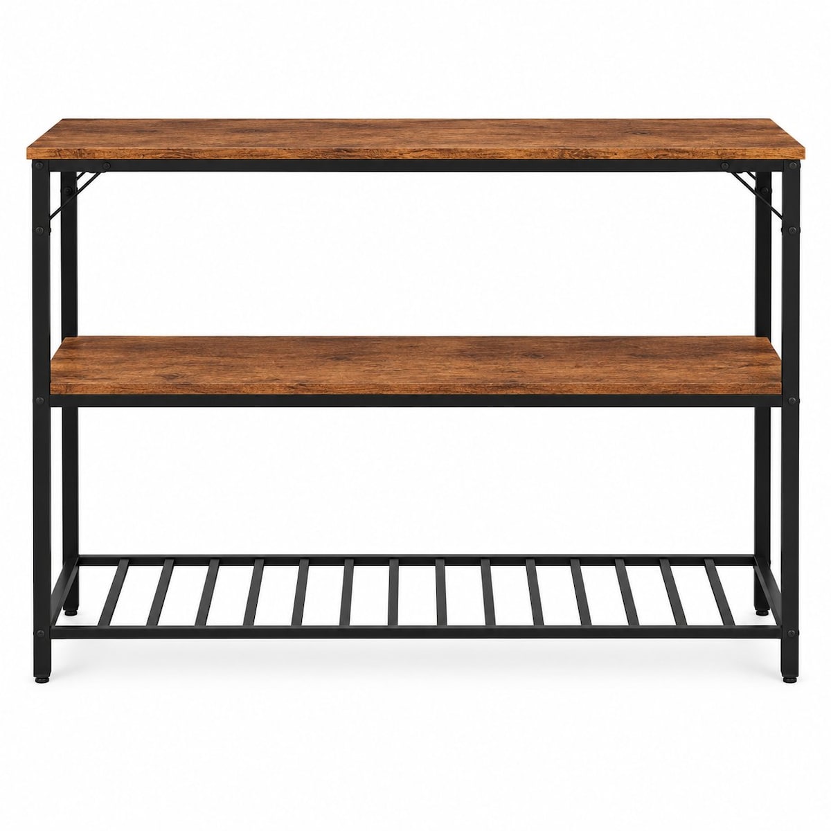 Wyspa kuchenna 120 cm rustykalny brąz loft regał z półkami industrialny