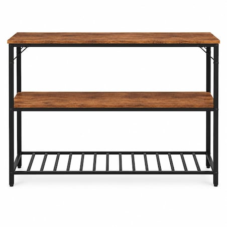 Wyspa kuchenna 120 cm rustykalny brąz loft regał z półkami industrialny