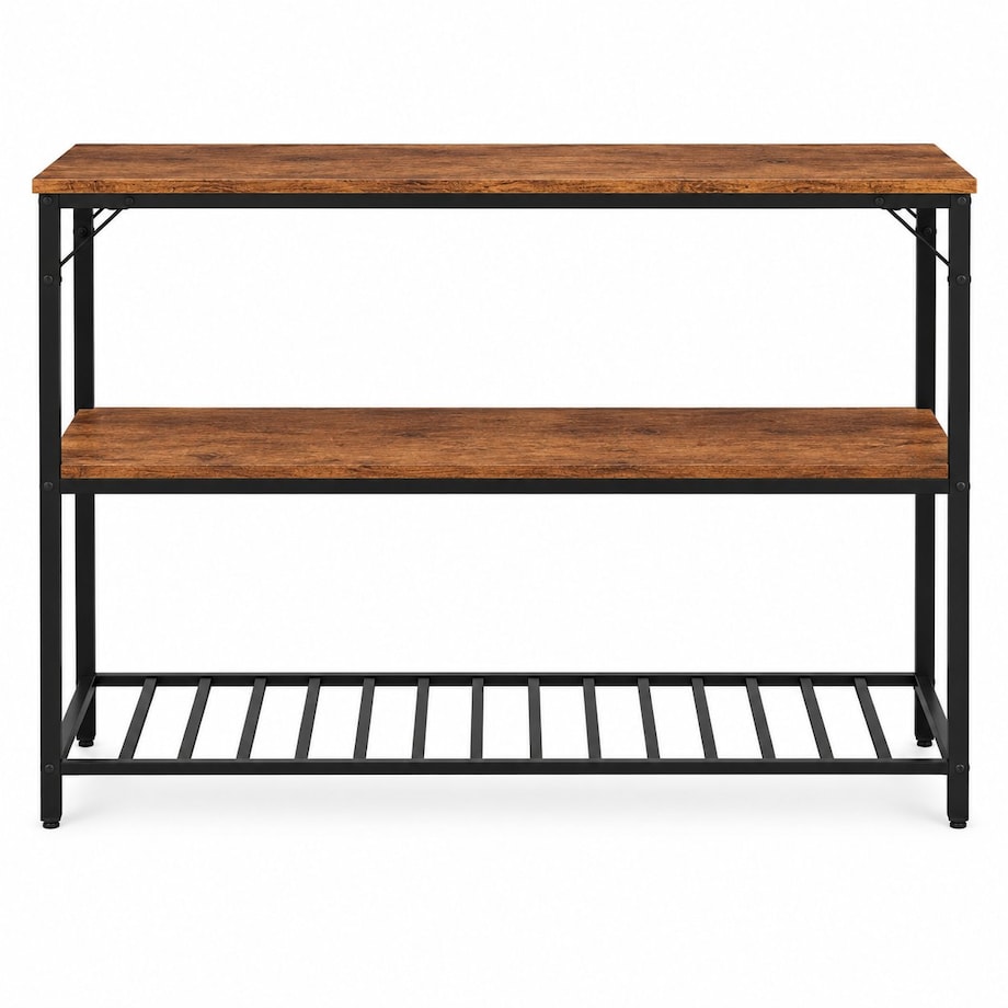 Wyspa kuchenna 120 cm rustykalny brąz loft regał z półkami industrialny