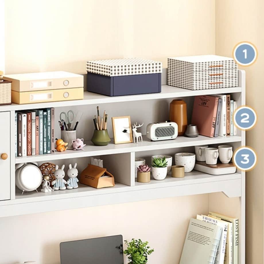 Biurko komputerowe białe loft stolik z regałem 120 cm