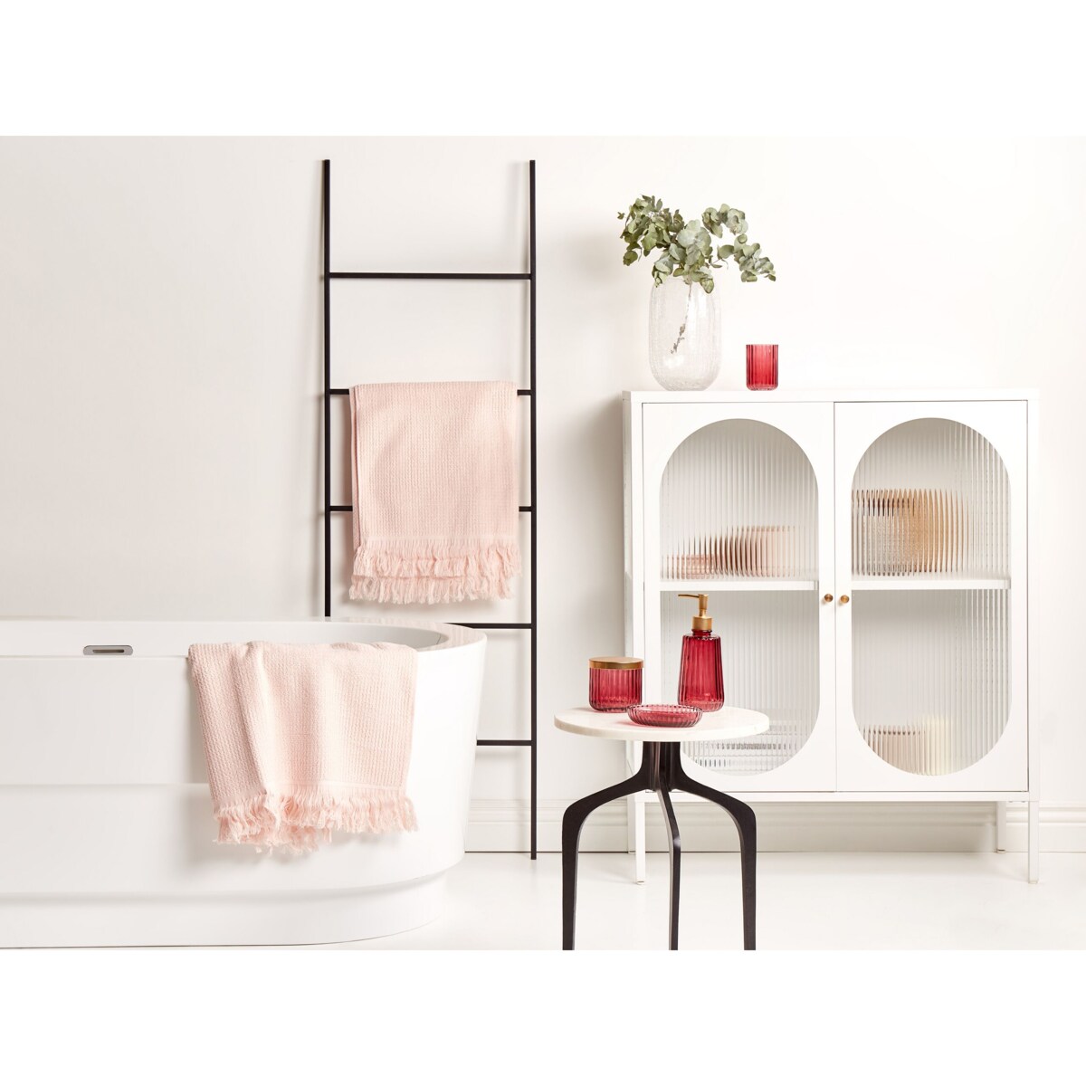 4-częściowy zestaw akcesoriów łazienkowych szklany różowy CARDENA