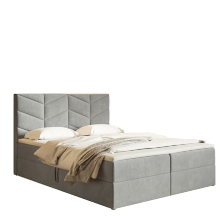 Łóżko kontynentalne G3 do sypialni 160x200 z pojemnikiem i materacem-szare
