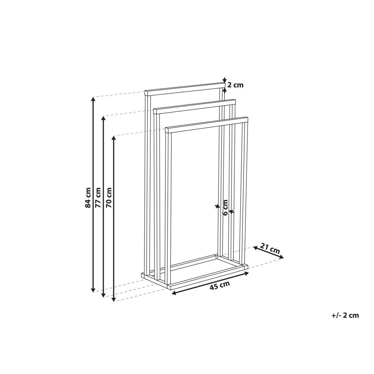 Stojak na ręczniki 45 x 84 cm czarny z ciemnym drewnem CHARRAS