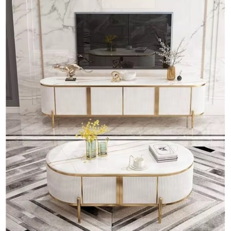 Komoda RTV złota kremowa Omega Glamour Premium 200x40x60